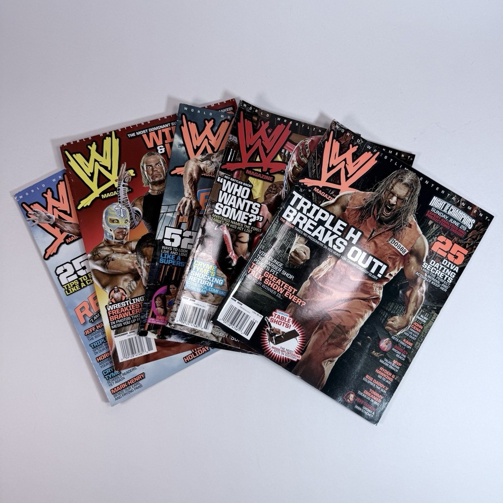 WWE Magazine 2008 Lot of 5 Triple H Rey Mysterio Batista Jeff Hardy CM Punk